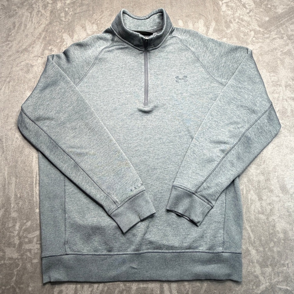 Under Armour 1/4 Zip Pullover Men XL Gray Storm Loose Fit Heathered‎ Athletic